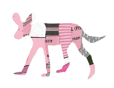 A wild pink dog.